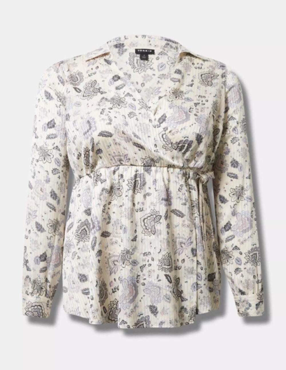 Torrid Women's Plus Size Paisley Dew Stripe Satin Surplice Blouse Size 2 2X New